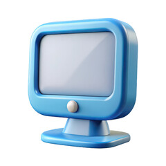 Cartoon blue computer monitor isolated on a transparent background screen technology