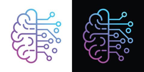 Artificial Intelligence AI Chip in Human Brain. Artificial Intelligence icon with Machine learning, Digital Skills, Generative AI, AI Technology, Algorithm, Virtual Intelligence and Future Technology