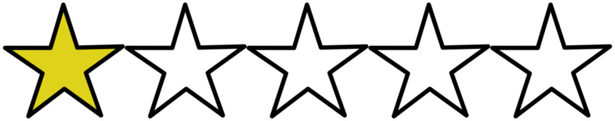 1 Star Rating Icon – Minimalist 5 Star Review Graphic with One Yellow Star, Simple Vector Feedback Symbol for Rating System, Customer Review, UI UX Design, or Evaluation Element