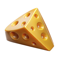 Wedge of Swiss cheese with holes isolated on a transparent background dairy food