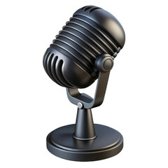 Vintage Microphone With Silver Accents isolated on a transparent background retro microphone