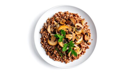 Buckwheat dish with saut?ed mushrooms