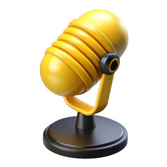 Retro Microphone With Yellow Head isolated on a transparent background vintage audio