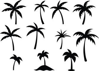 Fototapeta premium Palm Tree Vector Illustration – Tropical Tree Silhouette, Summer Beach Icon, Exotic Island Nature Art, Vacation Symbol for Travel, Paradise, and Relaxation Designs
