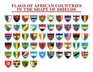 flags of african countries in the shape of shields