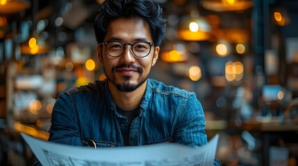 Confident and charismatic Asian professional in casual attire