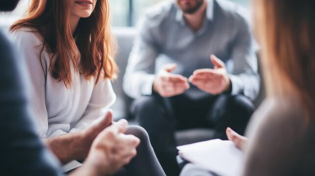 Intimate group conversation during counseling therapy session and support
