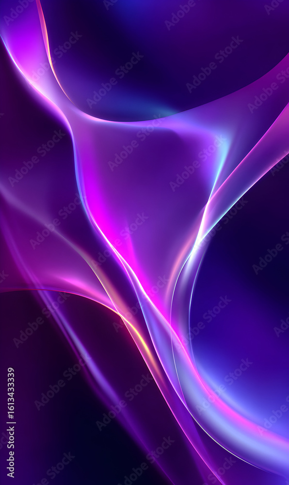 Poster abstract purple wave design with flowing luminous lines creating a dynamic fluid and modern art back