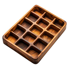 Wooden Trays with Multiple Compartments for Desk Organization Home Decor and Efficient Storage of Small Items These Handcrafted, isolated on fully transparent png background