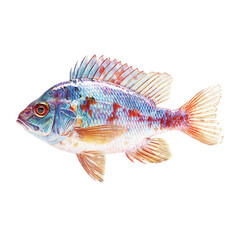 Fototapeta premium Colorful freshwater fish with detailed scales isolated on transparent background