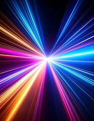 Abstract vibrant light streaks radiating outward