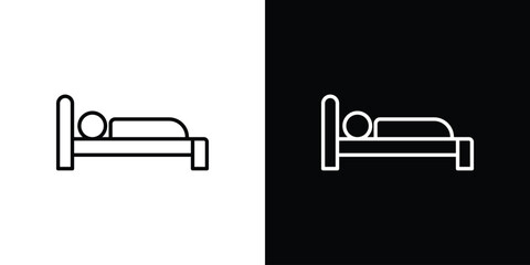Laying in bed icon collection. Line vector sign, symbol for web and mobile
