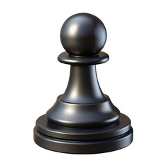 Polished dark chess pawn isolated on a transparent background game strategy