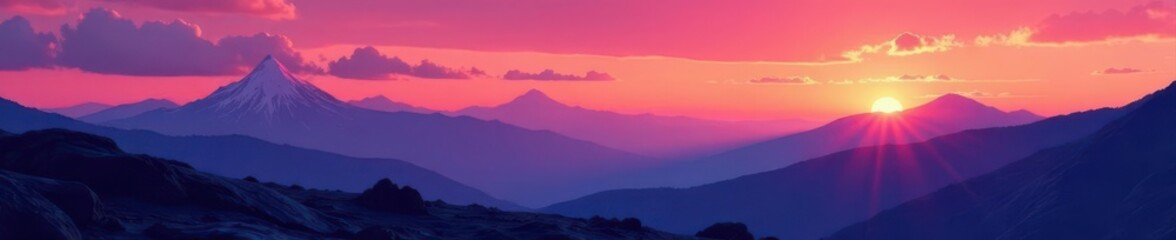 Fototapeta premium Dramatic vector mountain silhouettes, rocky terrain , vector graphics, background