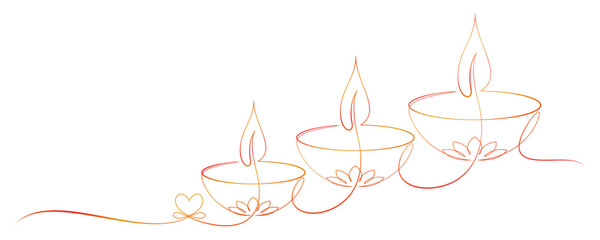 Diwali candle line art style vector illustration 2