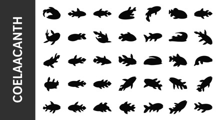 Obraz premium A collection of 25 Coelacanth -related editable Silhouette.