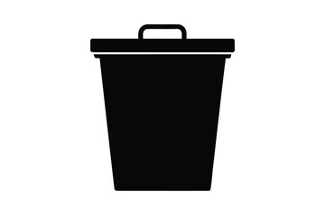 Thanksgiving vector art of a black trash can with a lid and handle isolated on a white background