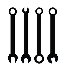Black silhouette of wrenches vector