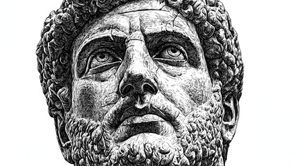Obraz premium Detailed Roman bust, intense gaze