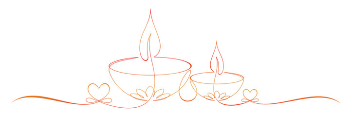 Diwali candle line art style vector illustration 4