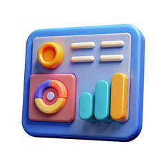 3d infographic elements showing charts and graphs isolated on transparent background