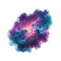 Cosmic Cloud Abstract Nebula Painting with Vibrant Colors for Sci-Fi and Fantasy Art (Isolated on White)