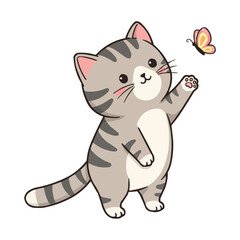 cute cat paly with butterfly