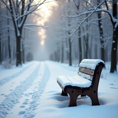 bench in the snow