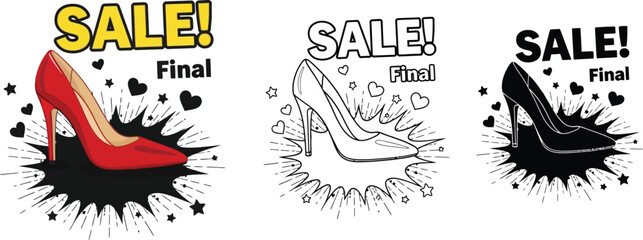 Final sale on high heels vector illustration for fashion promotion and advertising