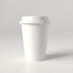 Disposable paper cup with plastic lid. Blank packaging mockup for branding	