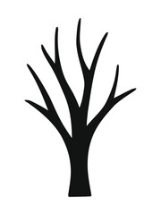 Stylized tree branch silhouette isolated on white background