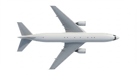 白く輝く旅客機 上空俯瞰図 滑らかに飛行. AI Generated