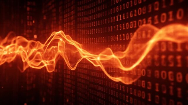 Dynamic Digital Waveform Visualization with Binary Code Background Animation
