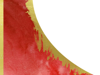 watercolor frame element, minimal painting, red and gold brush, abstract texture. png. asian background tradition style.	