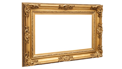 gold painted picture frame isolated on white background