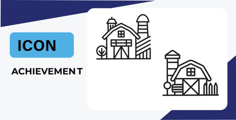 Minimalist Farmhouse Icon Illustration with Rural Building Graphics and Countryside Architecture Details for Agricultural Design and Vector Artwork