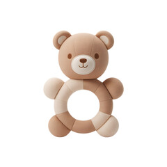 Obraz premium Cute stuffed teddy bear rattle toy isolated on transparent background