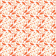 Seamless autumn pattern of mushrooms woodland illustration