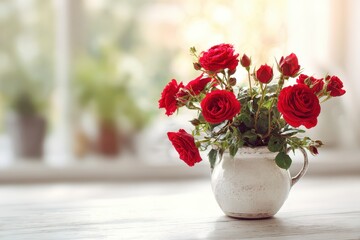 Red Roses in a Pitcher.