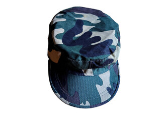 Camouflage military cap on a transparent background.