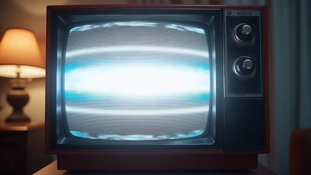 Retro analog TV screen simulation featuring static interference horizontal signal lines vintage video noise artifacts ideal 4K video overlays that replicate old VHS TV no signal