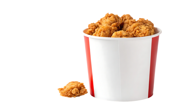a bucket of kfc chicken isolated on white background