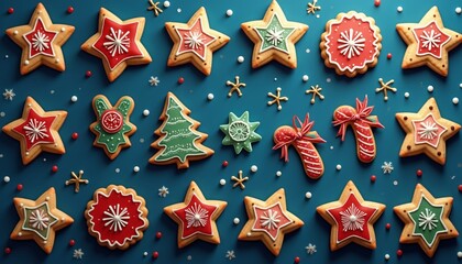 Vibrant celebration of new year with colorful cookies in festive patterns and designs