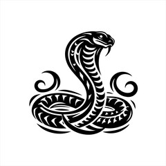 Obraz premium Tribal cobra snake tattoo design black and white