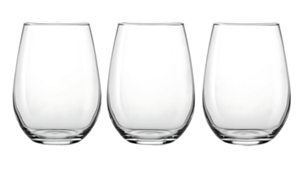 blank wine glass tumblers isolated on white background