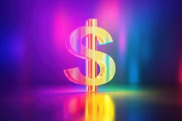 Colorful Neon Dollar Sign in Vibrant Abstract Background