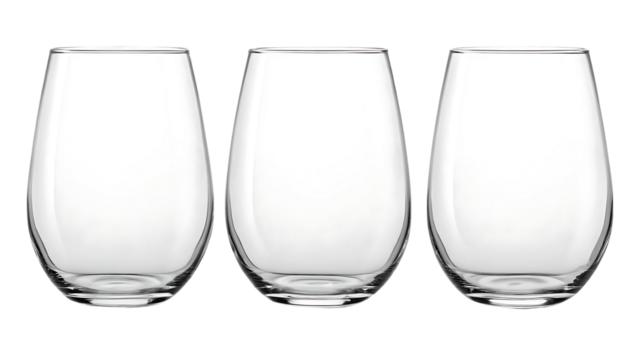 blank wine glass tumblers isolated on white background