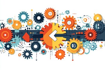 Colorful Gear Mechanism Background for Creative Design Projects