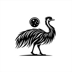 Fototapeta premium Stylized black and white emu silhouette with southern cross constellation