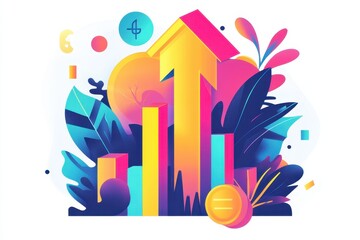 Obraz premium Colorful Growth Concept with Graphs and Abstract Elements